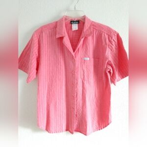 Wonderful Vintage Caliche Pink Camp Shirt Short Sleeve Cottagecore Size Medium